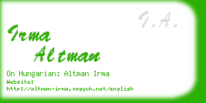 irma altman business card